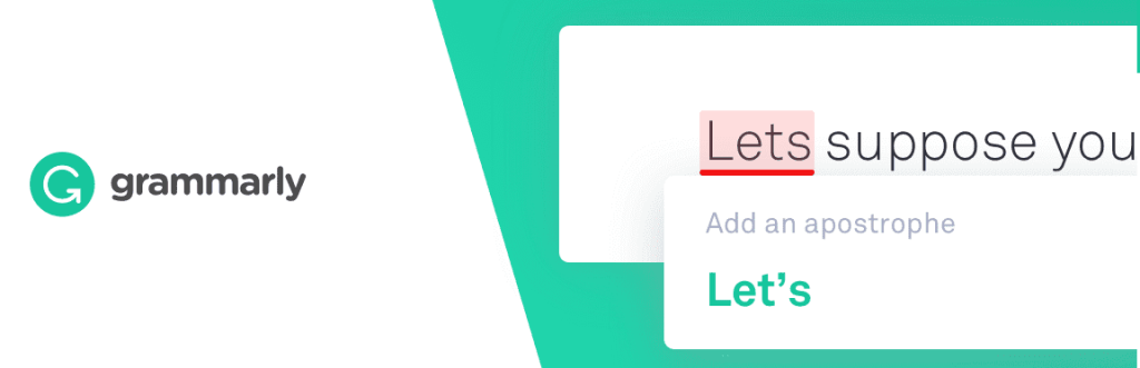 Grammarly free suggesting Lets is corrected to Let's with an apostrophe.