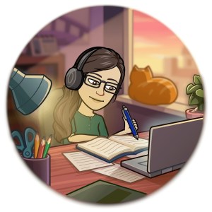 BitmoJo working on a novel with a notebook and laptop.