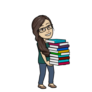 BitmoJo carrying a pile of books.